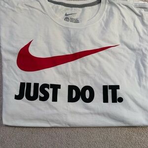Nike White and Gray Regular Fit T-Shirt